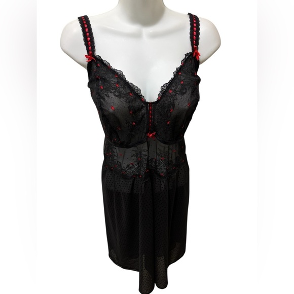 Cacique Sexy Sheer Babydoll Nightie Sz 22/24 Plus Fairy Whimsygoth Coquette - Picture 3 of 9
